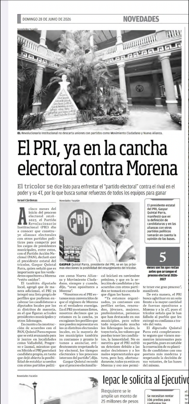 EL PRI YA EN LA CANHCA ELECTORAL CON MORENA